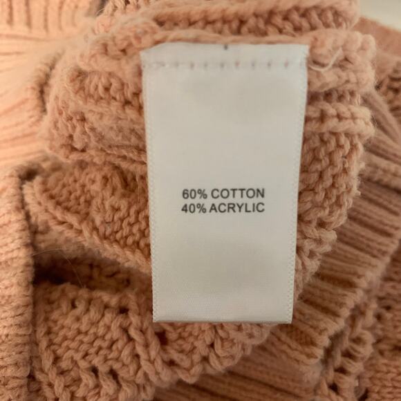 RACHEL ZOE Cardigan Sweater V-Neck Knit Crocheted 3 Button Pale Pink Ribbed Cuff - Picture 10 of 12